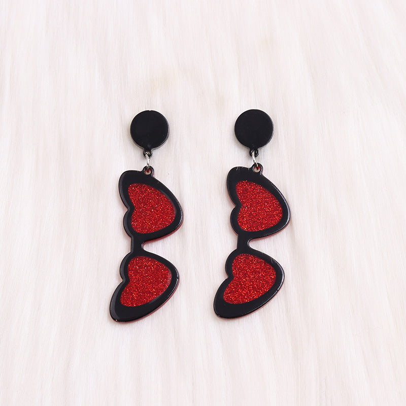 Wholesale Valentine's Day love sunglasses women's earrings autumn and winter earrings simple personality acrylic suit earrings